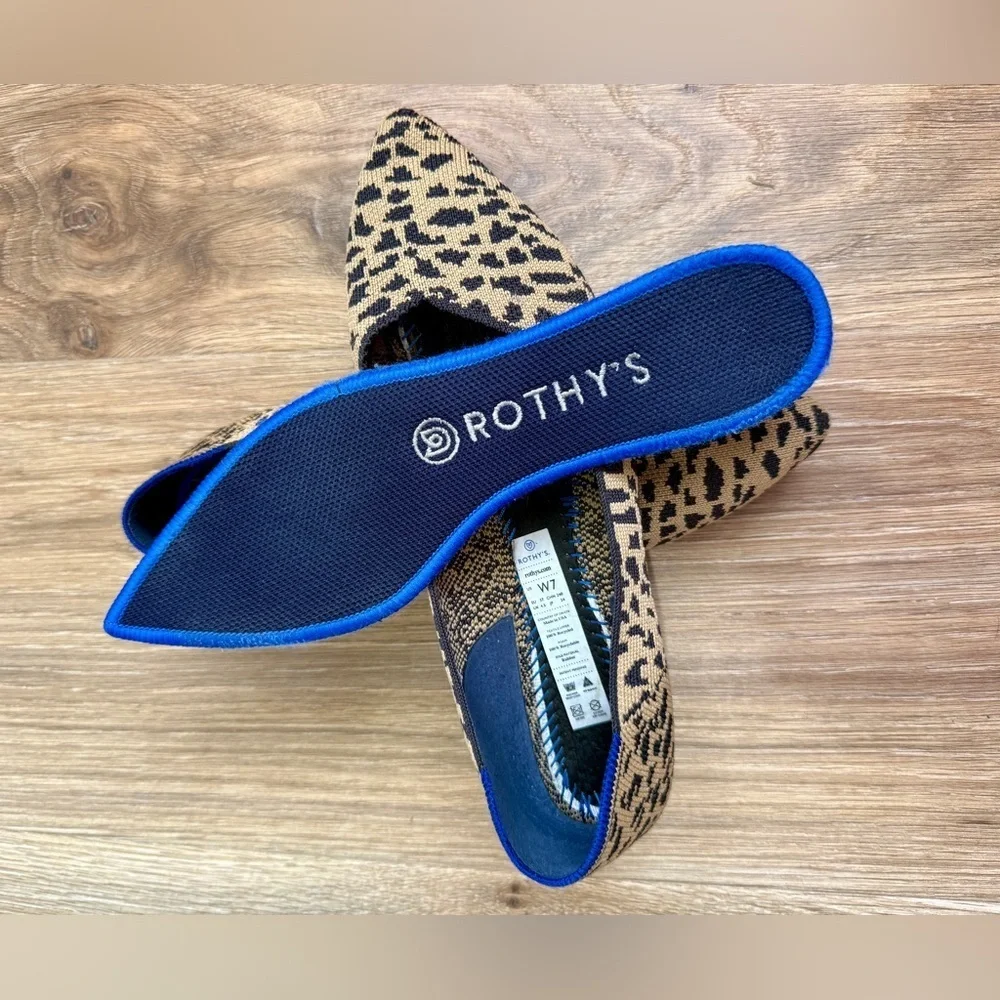 Rothys Leopard The Point Brown Tan Flats Sz 7 EUC - Picture 4 of 5